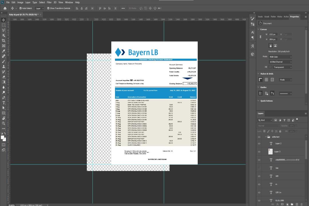 Modèle Word et PDF de relevé de compte bancaire de la Bayerische Landesbank Bank template Modèle Word et PDF de relevé de compte bancaire de la Bayerische Landesbank Bank template